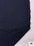 Italian Hammered Crinkled Wool Blend Gauze - Navy