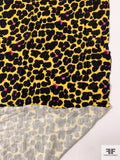 Italian Painterly Floral Clusters Printed Wool Blend Knit - Yellow / Black / Fuchsia