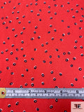 Ditsy Circles Printed Crepey Polyester Koshibo - Red / Navy / White