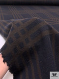Italian Plaid Thick Wool Knit - Navy / Brown