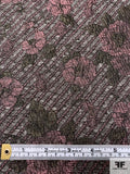 Italian Chenille Textured Novelty Brocade - Olive / Dusty Pink / Grey / Black