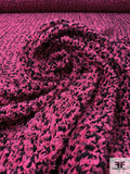 Italian Novelty Yarny Jacket Weight Tweed - Hot Pink / Black