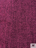 Italian Novelty Yarny Jacket Weight Tweed - Hot Pink / Black