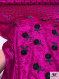 Floral Embroidered Velour - Fuchsia / Evergreen