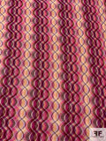 Italian Hypnotic Wavy Lines Knit - Dark Fuchsia / Coral / Yellow / Dark Red