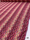 Italian Hypnotic Wavy Lines Knit - Dark Fuchsia / Coral / Yellow / Dark Red