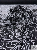 Italian Novelty Fine Tricot Floral Burnout - Black / White