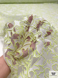 Italian Novelty Fine Tricot Floral Burnout - Lime / White