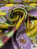 Italian Floral Textured Metallic Brocade - Metallic Green / Lavender / Plum / Mustard