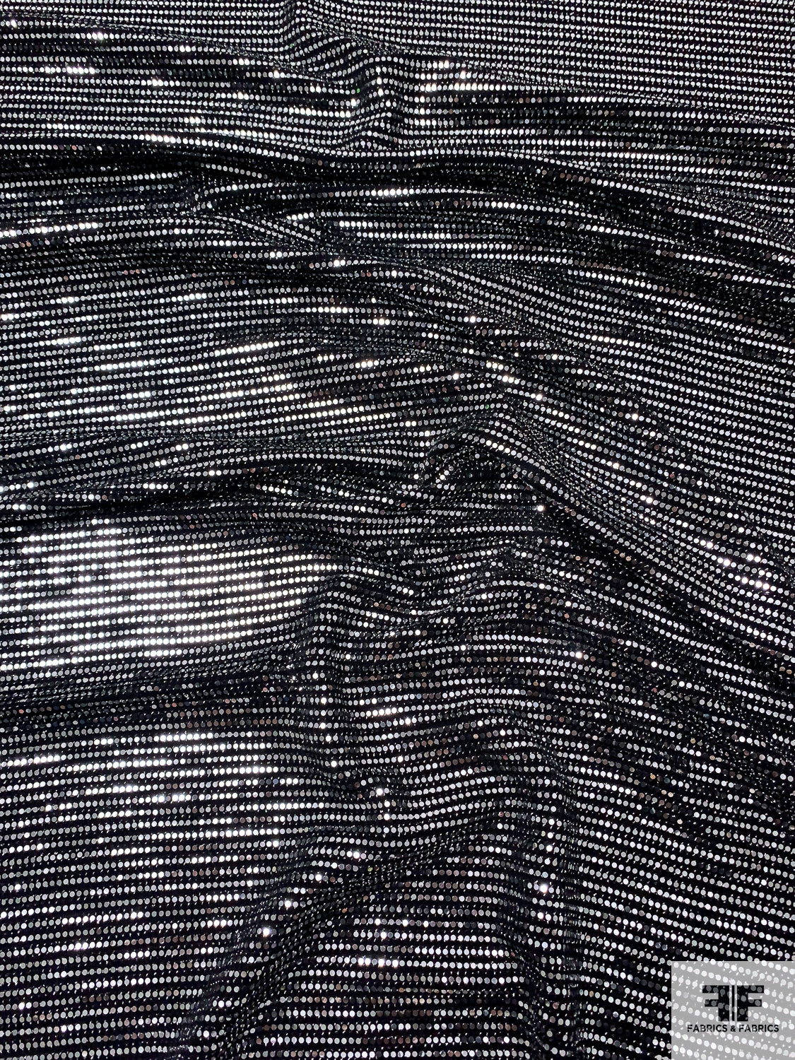 Slinky Knit with Lurex Fibers and Foil Dots - Black / Silver