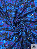 Floral Printed Embroidered Eyelet Windbreaker - Blue / Purple / Black / Teal