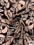 Groovy Floral Printed Cut Velvet - Nude / Black