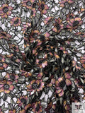Floral Guipure Lace with Clear Sequins - Grey / Boysenberry / Pink / Marigold / Black