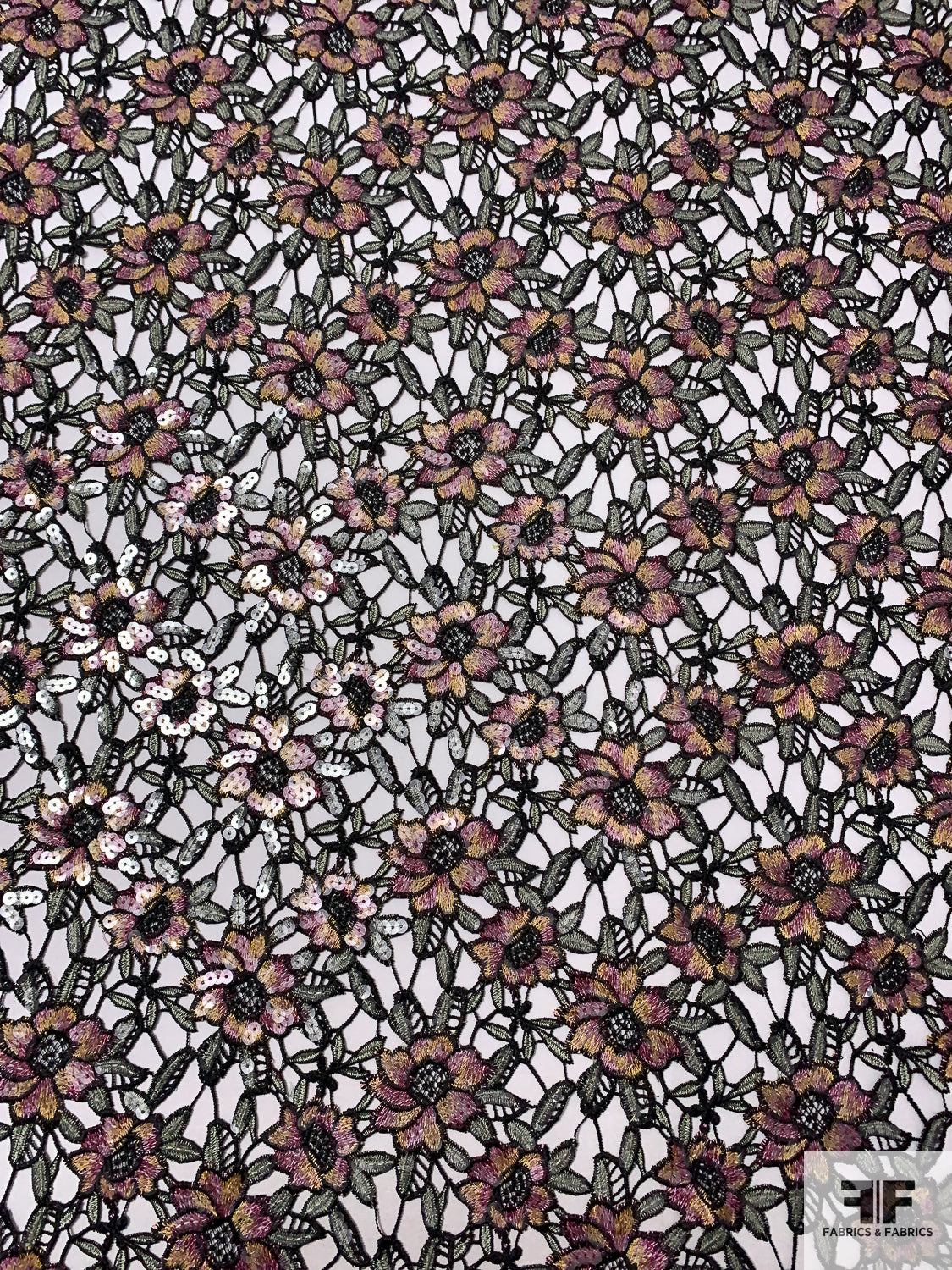 Translucent Lace Rugs Floral Guipure Lace with Clear Sequins - Grey / Boysenberry / Pink ...