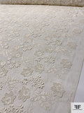 3D Floral Embroidered Mesh - Cream