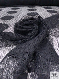 Double Border Pattern Floral Crochet-Look Lace - Black