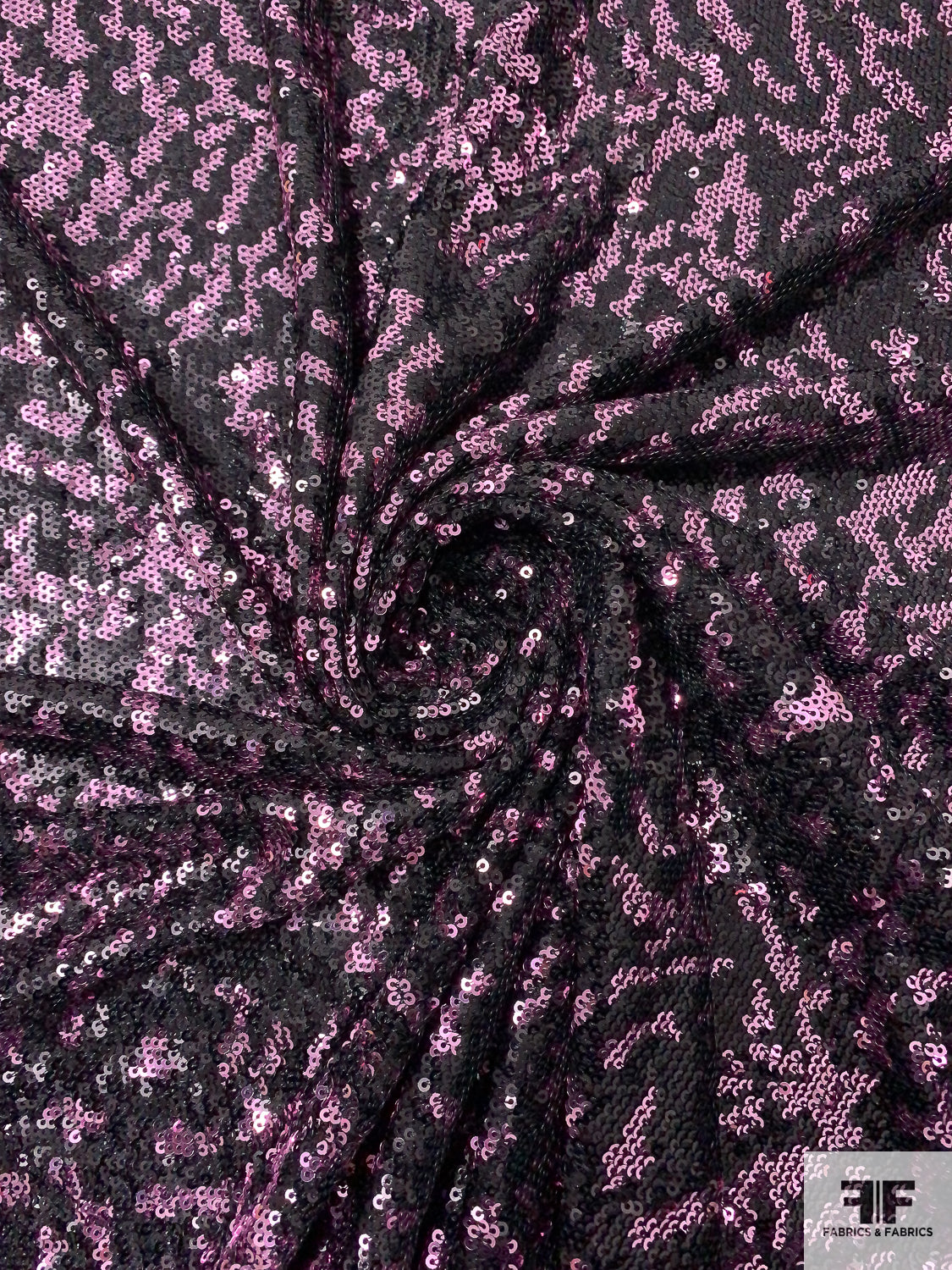 Abstract Design Sequins on Stretch Tulle - Lilac / Black