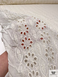 Floral and Oval Pattern Embroidered Eyelet Cotton Voile - Light Cream