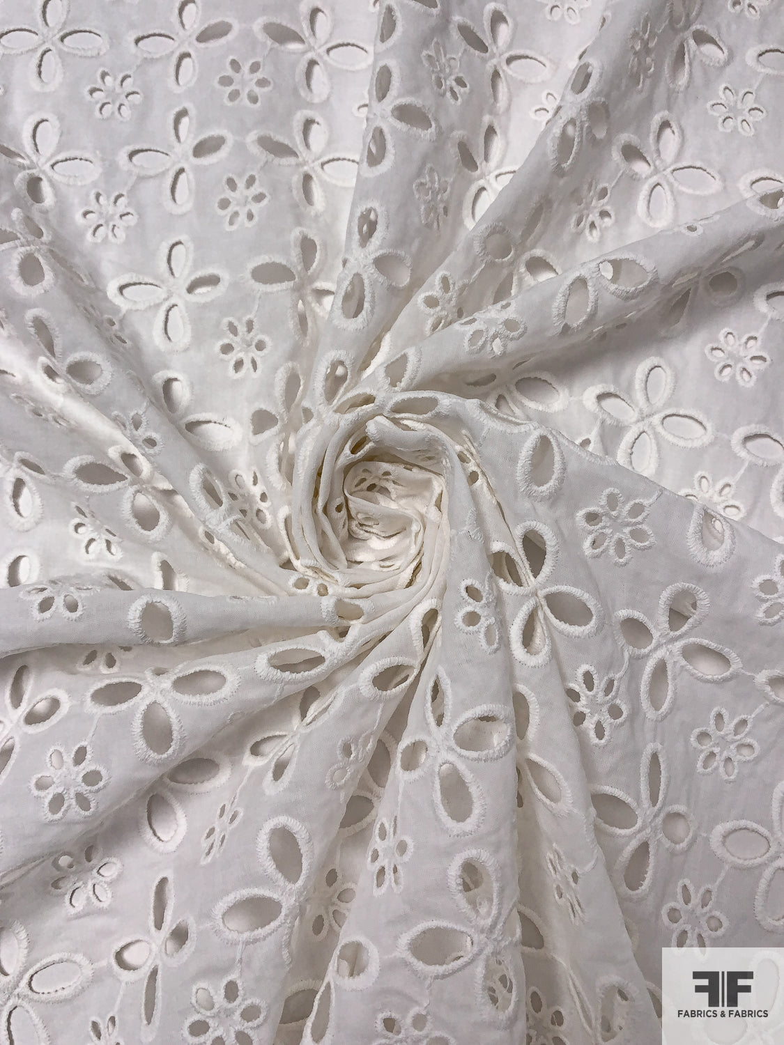 White Cotton Floral Embroidered Eyelet Batiste Fabric by the Yard () White Cotton Floral Embroidered Eyelet Batiste Fabric by the Yard ()