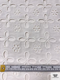 Floral Pattern Embroidered Eyelet Cotton Voile - White
