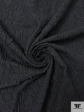 French Floral Textured 4-Way Stretch Brocade - Black