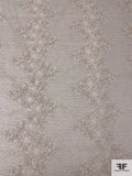 Floral Novelty Embroidered Tulle with Detailed Cording - Parchment Beige