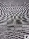 Lattice Grid Sequins Stitched on Fine Tulle - Black