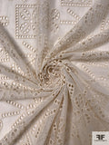 Geomeric Floral Embroidered Eyelet Cotton Gauze - Light Beige