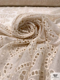 Geomeric Floral Embroidered Eyelet Cotton Gauze - Light Beige