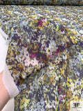 Italian Hazy Floral Brushstroke Printed Stretch Netting - Multicolor