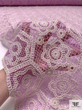 Boho Floral Emroidered Lace Mesh - Bright Lilac / Ivory
