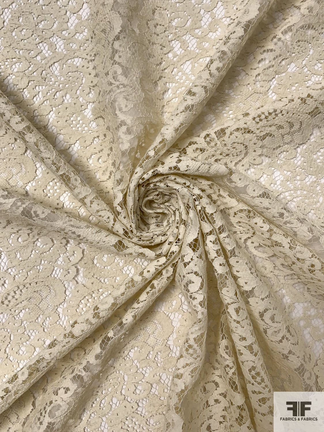 Double-Scalloped Raschel Lace - Deep Ivory | FABRICS & FABRICS ...