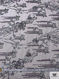 Floral Motif Embroidered Tulle with Sequins - Grey / Dusty Lavender / Black