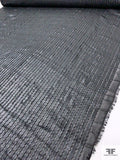 Circle Striped Stitched Faux Leather on Chiffon - Black