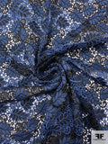 Leaf Pattern Guipure Lace - Navy Blue / Black