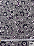 Italian Floral Glen Plaid Textured Brocade - Navy / Purple / Black / Pale Taupe