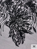 Exotic Floral Embroidered and Beaded Fine Tulle with Sequins - Black