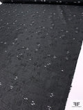 Floral Textured Polyester Jacquard Organza - Black / White