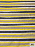 French Horizontal Striped Linen-Nylon Organdy - Yellow / Navy / White / Oat