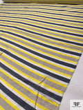French Horizontal Striped Linen-Nylon Organdy - Yellow / Navy / White / Oat