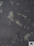 Abstract Printed Polyester Chiffon - Army Sage Green / Black