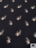 Leaf Silhouette Printed Polyester Satin-Georgette - Beige / Tan / Sage / Black