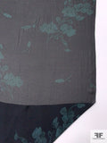 Floral Branch Printed Polyester Chiffon - Evergreen / Black