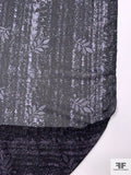 Leaf and Streak Striped Printed Polyester Chiffon - Dusty Grape / Black
