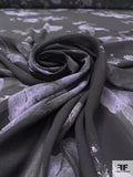 Romantic Floral Printed Polyester Chiffon - Dusty Purples / Grey / Black