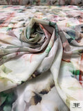 Hazy Floral Printed Polyester Crepe de Chine - Multicolor