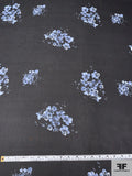 Floral Clusters Printed Polyester Chiffon - Blues / Black