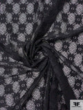 Floral Grid Stretch Lace - Black