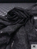 Floral Grid Stretch Lace - Black