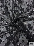 Printed Floral Burnout Polyester Chiffon - Black / White